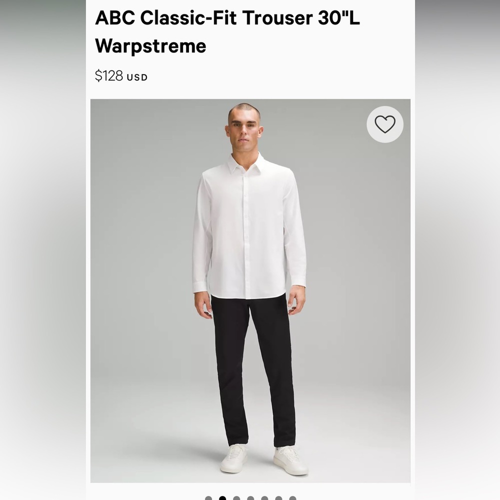 Lululemon ABC Classic-Fit Trouser 
Warpstreme 38x30